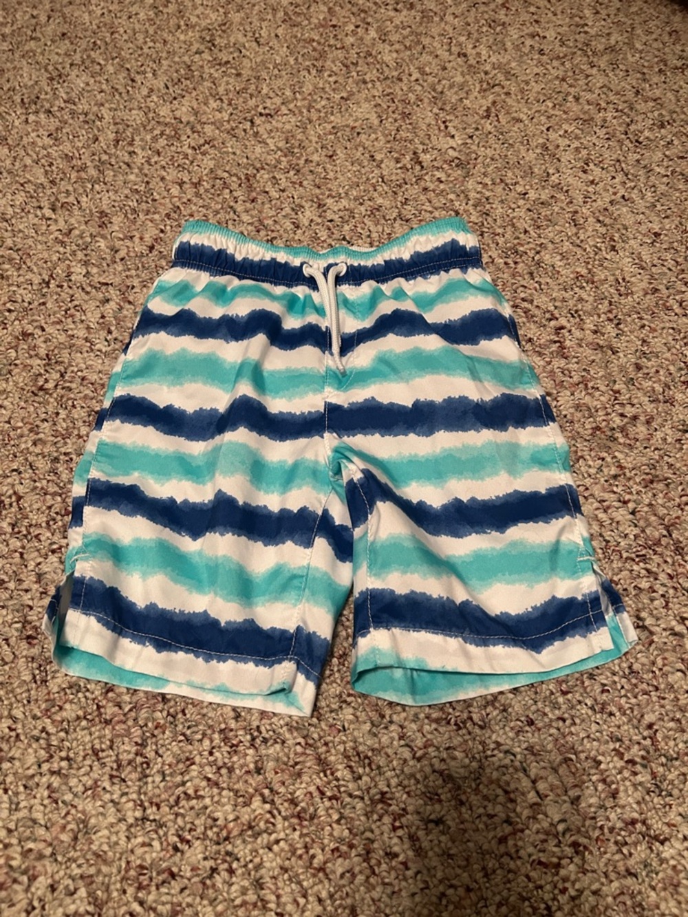 The Children's Place Blue & Teal Striped Kids Swim Trunks